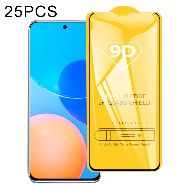 25 PCS 9D Full Glue Full Screen Tempered Glass Film, For OPPO Realme C25Y / C21Y (25 PCS), For Honor X30i (25 PCS), For Honor Play 5T Pro (25 PCS), For Honor X20 SE (25 PCS), For Honor 50 SE (25 PCS), For Xiaomi Redmi Note 11 China (25 PCS)