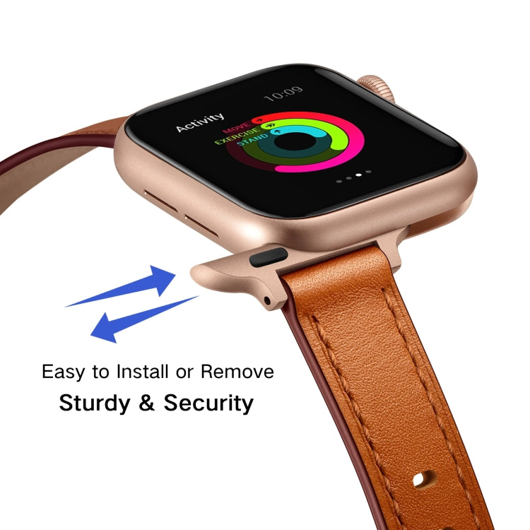 14mm Leather Strap Watchband For Apple Watch Series, 7 41mm / 6&amp;SE&amp;5&amp;4 40mm / 3&amp;2&amp;1 38mm, 7 45mm / 6&amp;SE&amp;5&amp;4 44mm / 3&amp;2&amp;1 42mm