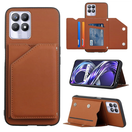 Skin Feel PU+TPU+PC Back Cover Shockproof Phone Case with Card Slots &amp; Holder &amp; Photo Frame