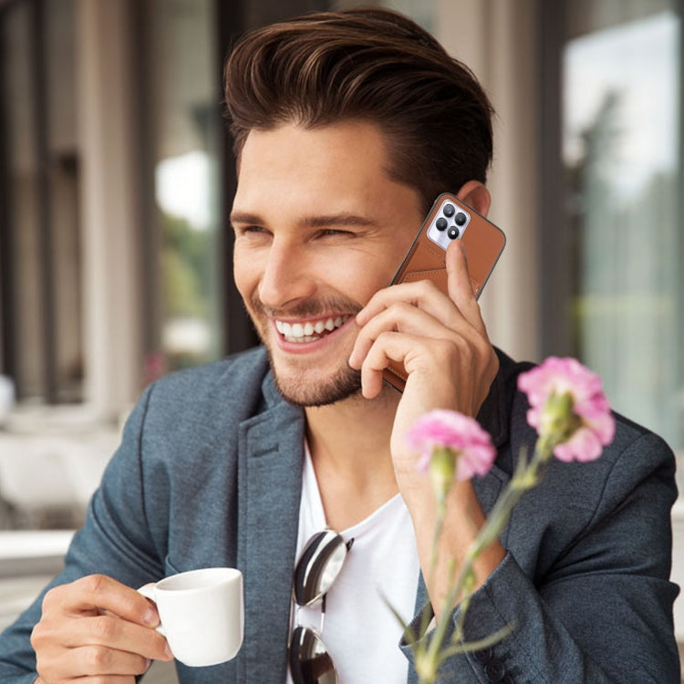 Skin Feel PU+TPU+PC Back Cover Shockproof Phone Case with Card Slots &amp; Holder &amp; Photo Frame