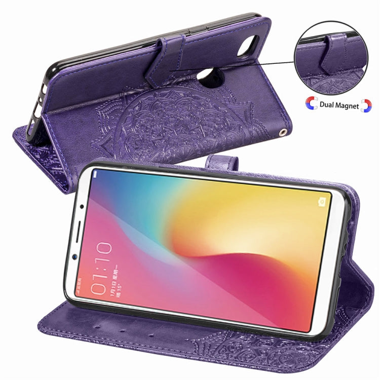 Embossed Mandala Pattern PC + TPU Horizontal Flip Leather Case with Holder & Card Slots, For OPPO F5, For OPPO F7, For OPPO F9, For OPPO F11 Pro, For OPPO F11