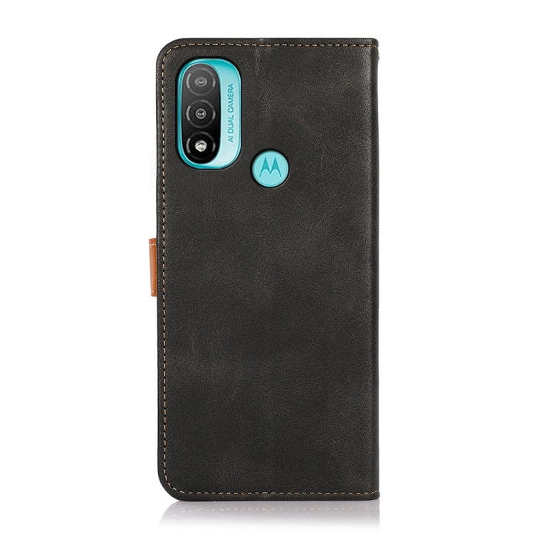 KHAZNEH Dual-color Cowhide Texture Flip Leather Phone Case, For Motorola Moto E40 / E30 / E20, For OnePlus 9RT 5G