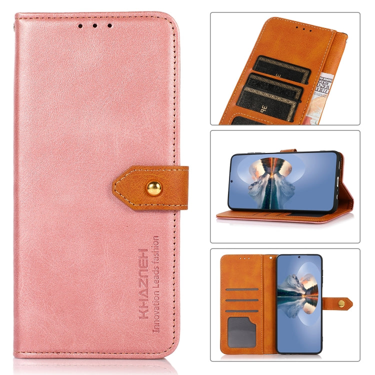 KHAZNEH Dual-color Cowhide Texture Flip Leather Phone Case, For Motorola Moto E40 / E30 / E20, For OnePlus 9RT 5G