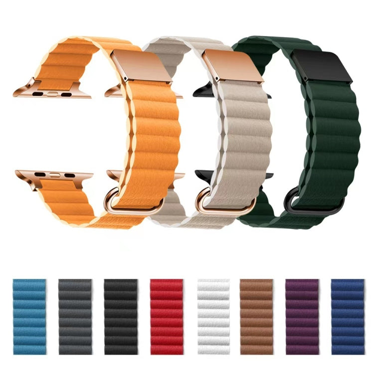 Magnetic Leather Strap Watchband For Apple Watch Series, 7 41mm / 6&amp;SE&amp;5&amp;4 40mm / 3&amp;2&amp;1 38mm, 7 45mm / 6&amp;SE&amp;5&amp;4 44mm / 3&amp;2&amp;1 42mm