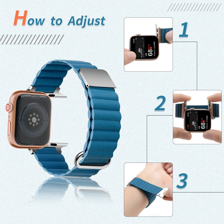 Magnetic Leather Strap Watchband For Apple Watch Series, 7 41mm / 6&amp;SE&amp;5&amp;4 40mm / 3&amp;2&amp;1 38mm, 7 45mm / 6&amp;SE&amp;5&amp;4 44mm / 3&amp;2&amp;1 42mm