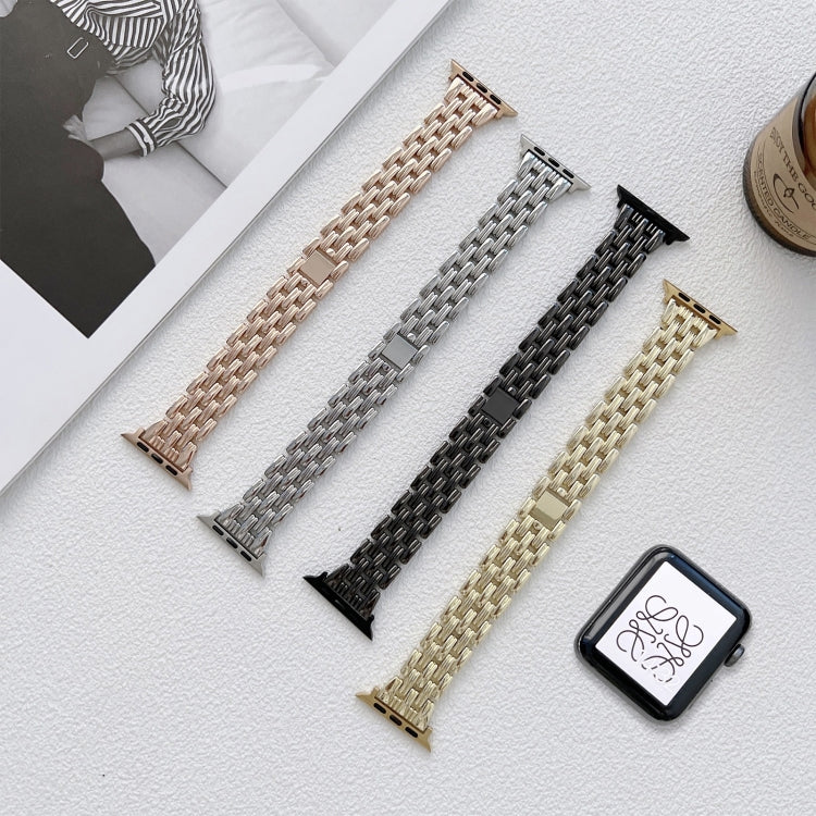 Five Baht Stripes Stainless Steel Strap Watchband For Apple Watch Series, 7 41mm / 6&amp;SE&amp;5&amp;4 40mm / 3&amp;2&amp;1 38mm, 7 45mm / 6&amp;SE&amp;5&amp;4 44mm / 3&amp;2&amp;1 42mm