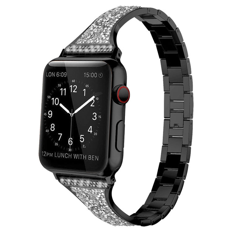 Diamond Encrusted Leather Strap Watchband For Apple Watch Series, 7 41mm / 6&amp;SE&amp;5&amp;4 40mm / 3&amp;2&amp;1 38mm, 7 45mm / 6&amp;SE&amp;5&amp;4 44mm / 3&amp;2&amp;1 42mm