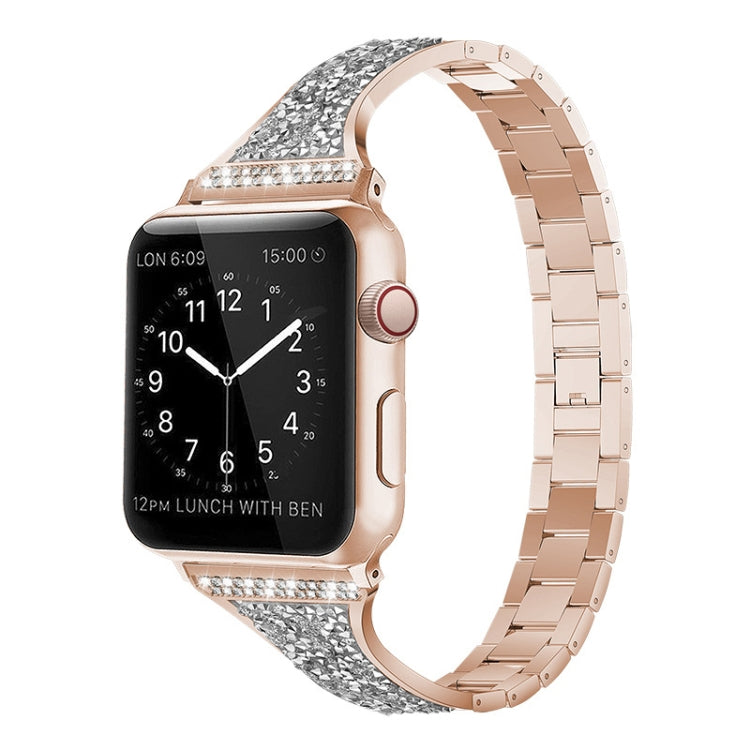 Diamond Encrusted Leather Strap Watchband For Apple Watch Series, 7 41mm / 6&amp;SE&amp;5&amp;4 40mm / 3&amp;2&amp;1 38mm, 7 45mm / 6&amp;SE&amp;5&amp;4 44mm / 3&amp;2&amp;1 42mm