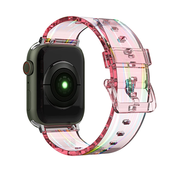 Colorful Transparent Silicone Watchband For Apple Watch Series, 7 45mm / 6 & SE & 5 & 4 44mm / 3 & 2 & 1 42mm, 7 41mm / 6 & SE & 5 & 4 40mm / 3 & 2 & 1 38mm