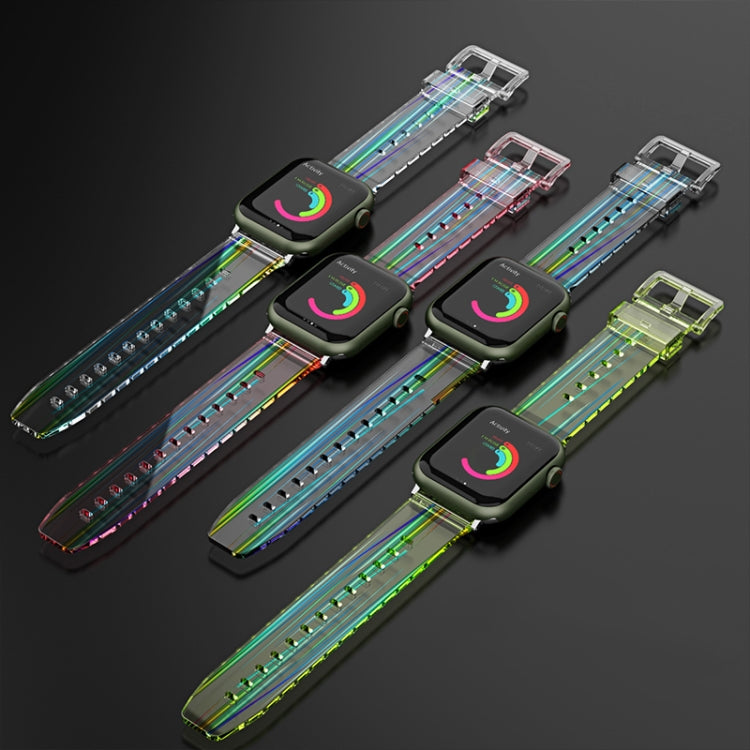 Colorful Transparent Silicone Watchband For Apple Watch Series, 7 45mm / 6 & SE & 5 & 4 44mm / 3 & 2 & 1 42mm, 7 41mm / 6 & SE & 5 & 4 40mm / 3 & 2 & 1 38mm