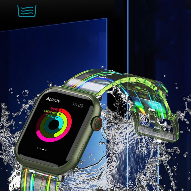 Colorful Transparent Silicone Watchband For Apple Watch Series, 7 45mm / 6 &amp; SE &amp; 5 &amp; 4 44mm / 3 &amp; 2 &amp; 1 42mm, 7 41mm / 6 &amp; SE &amp; 5 &amp; 4 40mm / 3 &amp; 2 &amp; 1 38mm