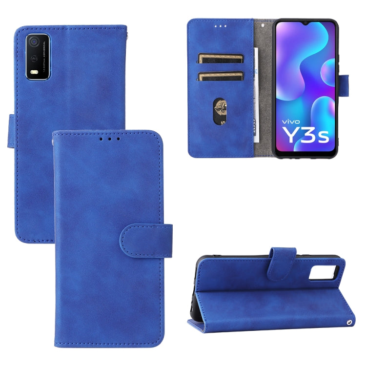 Solid Color Skin Feel Magnetic Buckle Leather Phone Case, For vivo X70 Pro, For vivo Y3s 2021