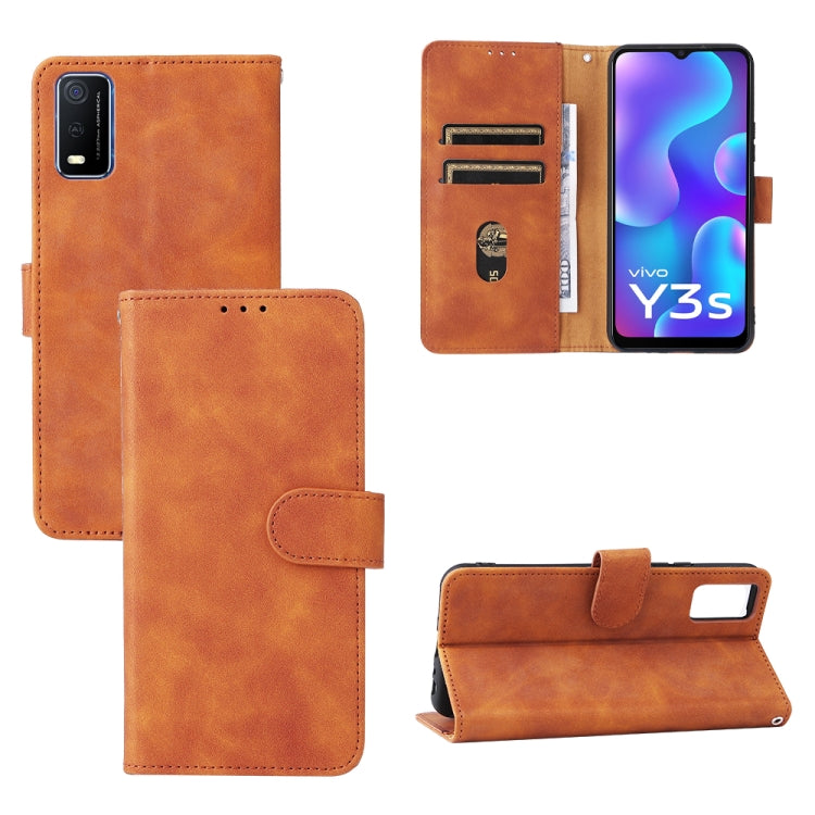 Solid Color Skin Feel Magnetic Buckle Leather Phone Case, For vivo X70 Pro, For vivo Y3s 2021