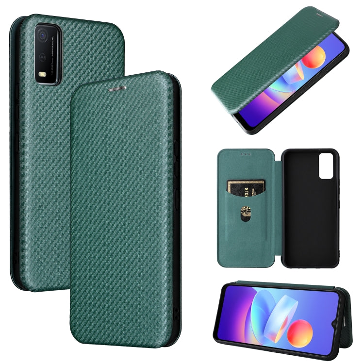 Carbon Fiber Texture Magnetic Horizontal Flip Leather Phone Case, For vivo Y3s 2021, For vivo Y15s / Y15a