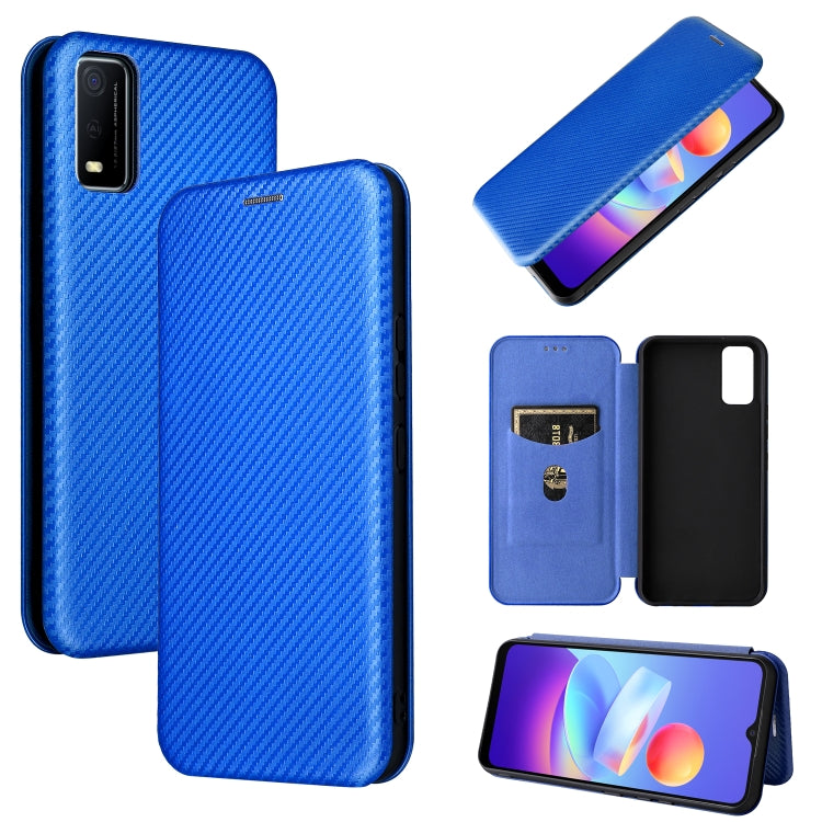 Carbon Fiber Texture Magnetic Horizontal Flip Leather Phone Case, For vivo Y3s 2021, For vivo Y15s / Y15a