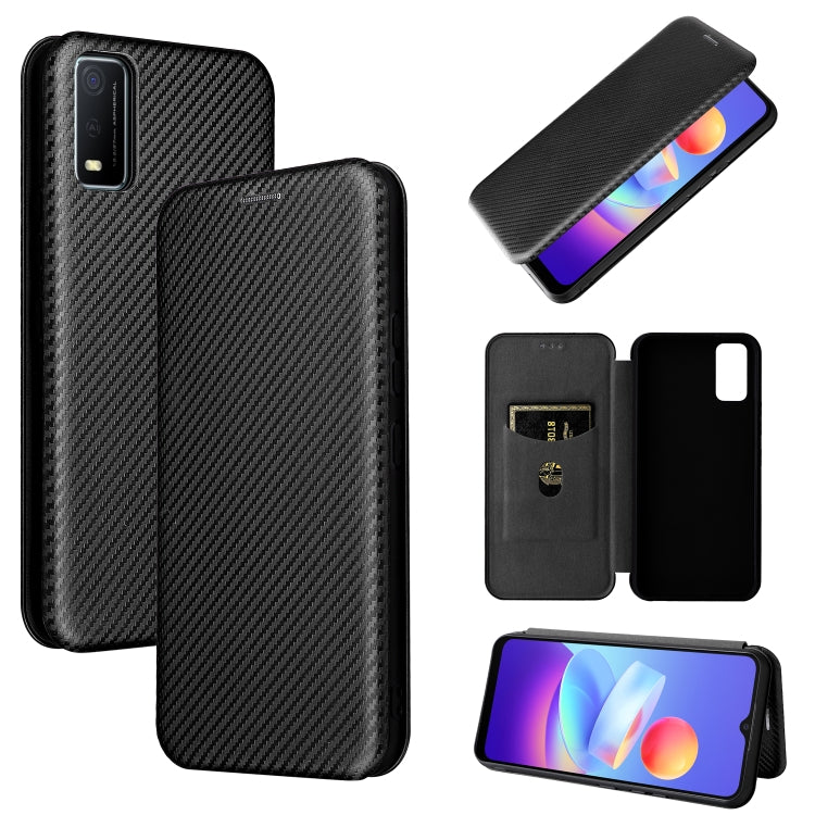 Carbon Fiber Texture Magnetic Horizontal Flip Leather Phone Case, For vivo Y3s 2021, For vivo Y15s / Y15a