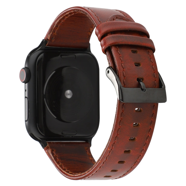 Oil Wax Crazy Horse Texture Genuine Leather Strap, For Apple Watch Series, For Apple Watch Series 5