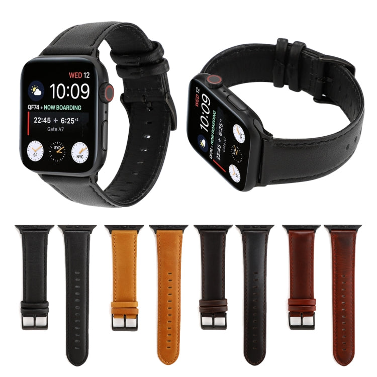 Oil Wax Crazy Horse Texture Genuine Leather Strap, For Apple Watch Series, For Apple Watch Series 5