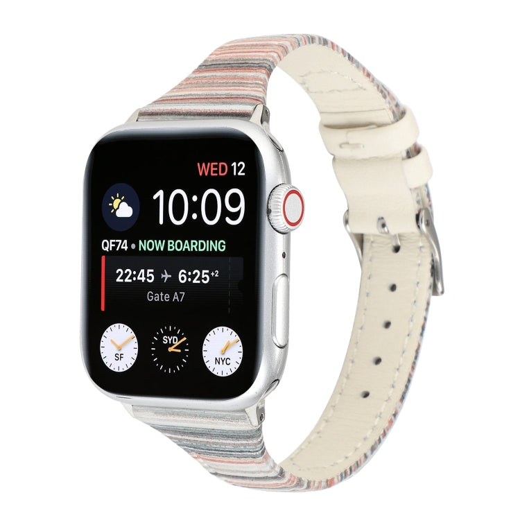 Stitching Stripes Genuine Leather Strap Watchband, For Apple Watch Series, For Apple Watch Series 5