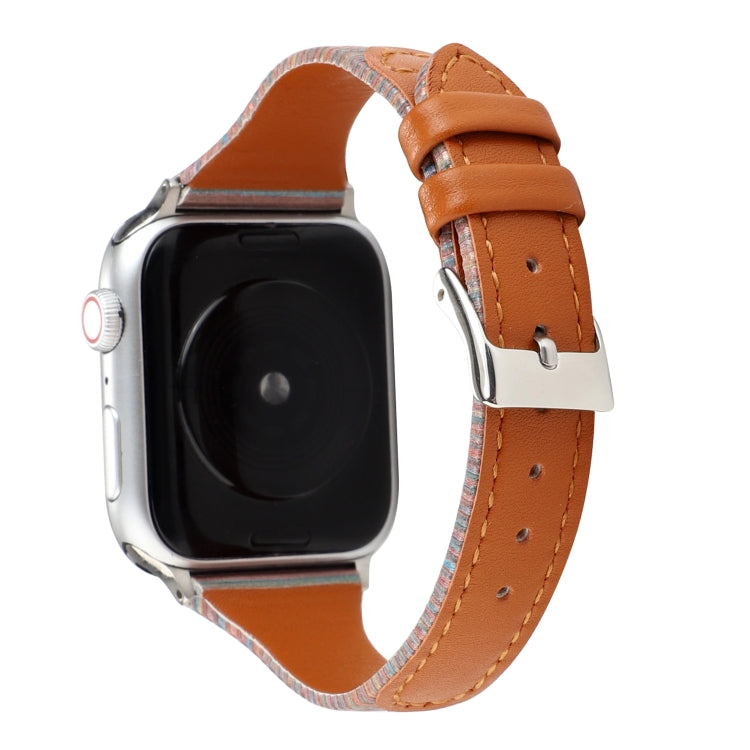 Stitching Stripes Genuine Leather Strap Watchband, For Apple Watch Series, For Apple Watch Series 5