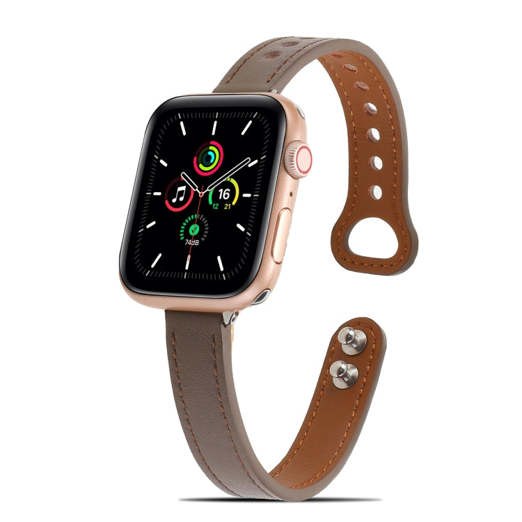Double Rivets Leather Watchband for Apple Watch Series, 7 41mm / 6&amp;SE&amp;5&amp;4 40mm / 3&amp;2&amp;1 38mm, 7 45mm / 6&amp;SE&amp;5&amp;4 44mm / 3&amp;2&amp;1 42mm