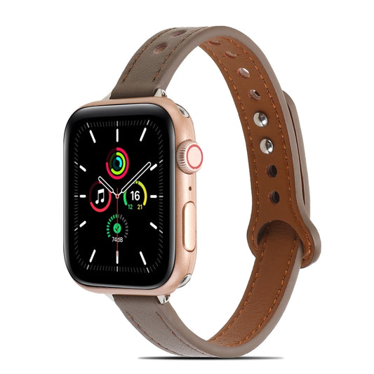 Double Rivets Leather Watchband for Apple Watch Series, 7 41mm / 6&amp;SE&amp;5&amp;4 40mm / 3&amp;2&amp;1 38mm, 7 45mm / 6&amp;SE&amp;5&amp;4 44mm / 3&amp;2&amp;1 42mm