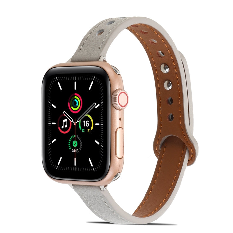 Double Rivets Leather Watchband for Apple Watch Series, 7 41mm / 6&amp;SE&amp;5&amp;4 40mm / 3&amp;2&amp;1 38mm, 7 45mm / 6&amp;SE&amp;5&amp;4 44mm / 3&amp;2&amp;1 42mm
