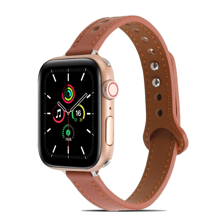 Double Rivets Leather Watchband for Apple Watch Series, 7 41mm / 6&amp;SE&amp;5&amp;4 40mm / 3&amp;2&amp;1 38mm, 7 45mm / 6&amp;SE&amp;5&amp;4 44mm / 3&amp;2&amp;1 42mm
