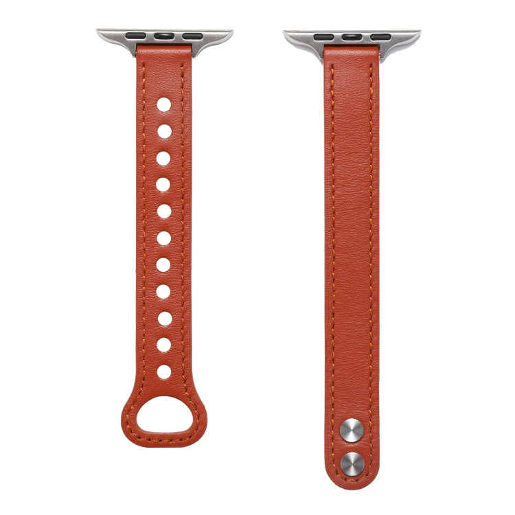 Double Rivets Leather Watchband for Apple Watch Series, 7 41mm / 6&SE&5&4 40mm / 3&2&1 38mm, 7 45mm / 6&SE&5&4 44mm / 3&2&1 42mm