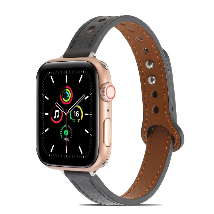 Double Rivets Leather Watchband for Apple Watch Series, 7 41mm / 6&SE&5&4 40mm / 3&2&1 38mm, 7 45mm / 6&SE&5&4 44mm / 3&2&1 42mm