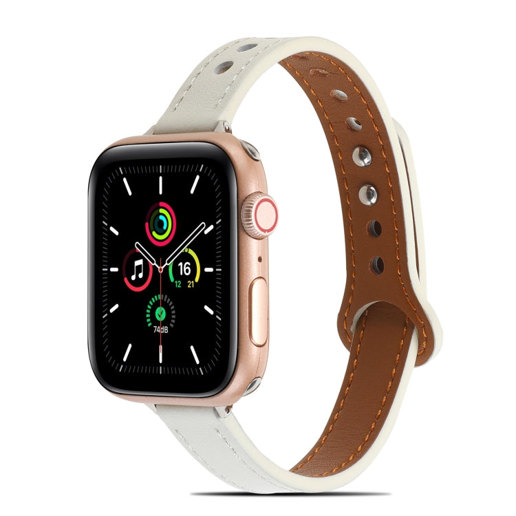 Double Rivets Leather Watchband for Apple Watch Series, 7 41mm / 6&amp;SE&amp;5&amp;4 40mm / 3&amp;2&amp;1 38mm, 7 45mm / 6&amp;SE&amp;5&amp;4 44mm / 3&amp;2&amp;1 42mm