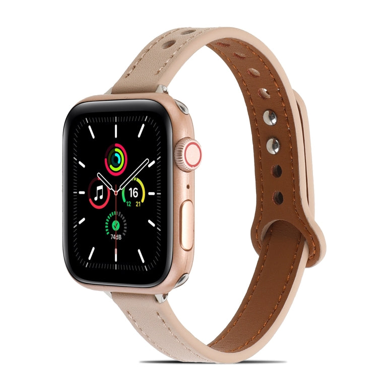 Double Rivets Leather Watchband for Apple Watch Series, 7 41mm / 6&SE&5&4 40mm / 3&2&1 38mm, 7 45mm / 6&SE&5&4 44mm / 3&2&1 42mm