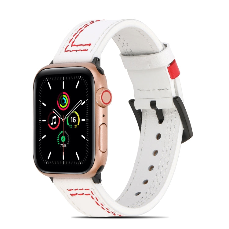 Sewing Matte Leather Watchband for Apple Watch Series, 7 41mm / 6&SE&5&4 40mm / 3&2&1 38mm, 7 45mm / 6&SE&5&4 44mm / 3&2&1 42mm