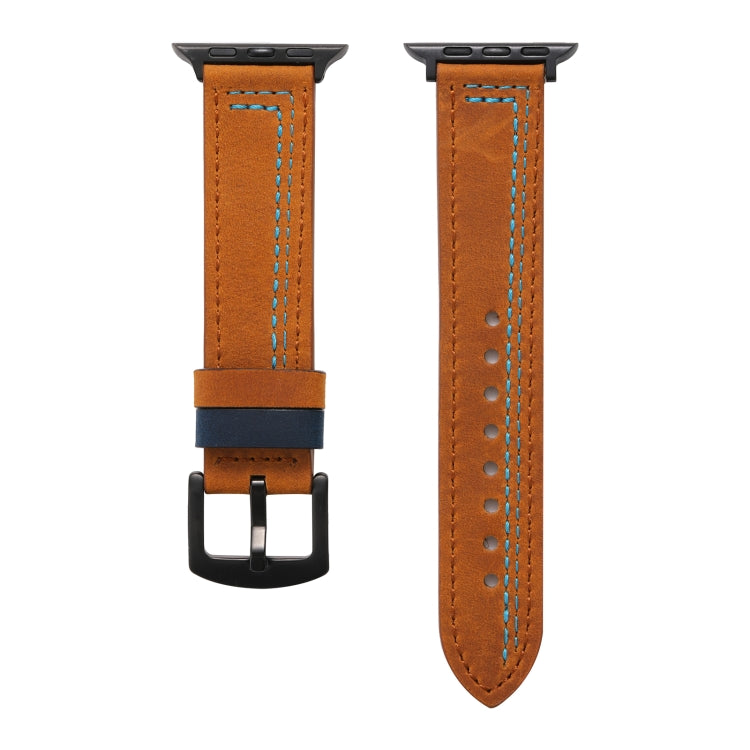 Sewing Matte Leather Watchband for Apple Watch Series, 7 41mm / 6&SE&5&4 40mm / 3&2&1 38mm, 7 45mm / 6&SE&5&4 44mm / 3&2&1 42mm