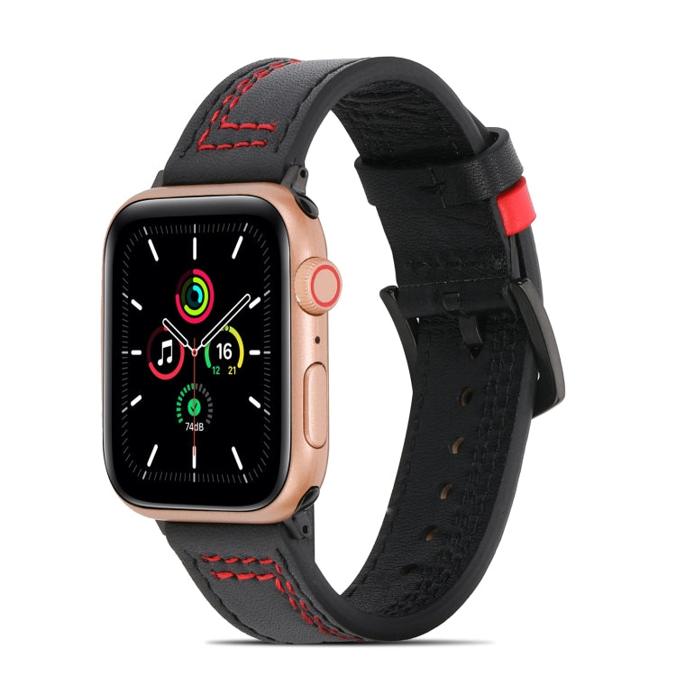 Sewing Matte Leather Watchband for Apple Watch Series, 7 41mm / 6&SE&5&4 40mm / 3&2&1 38mm, 7 45mm / 6&SE&5&4 44mm / 3&2&1 42mm