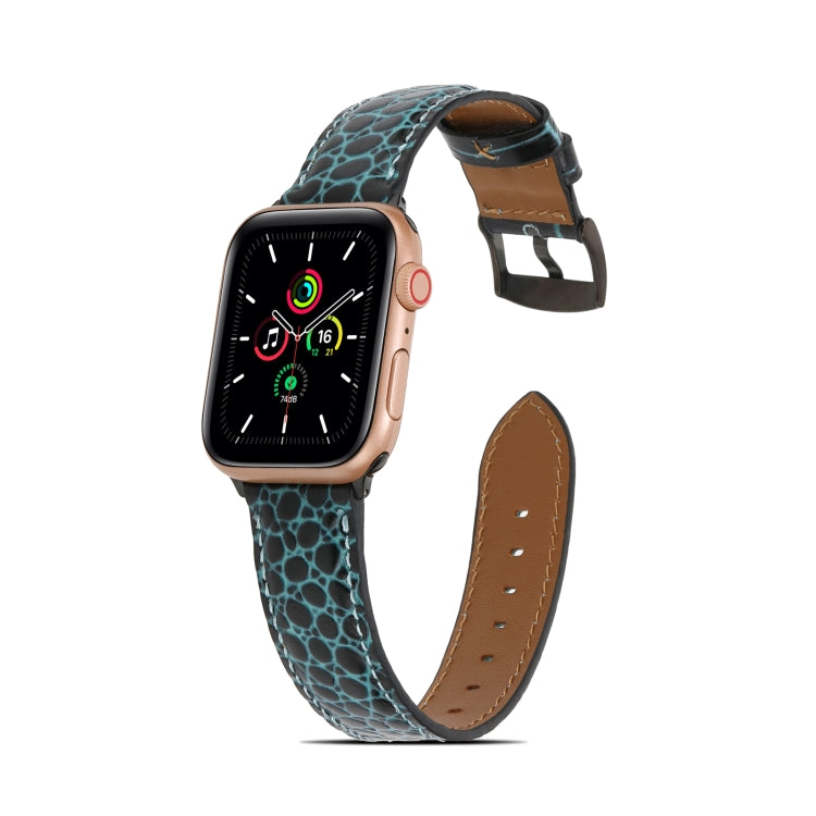 Crocodile Texture Leather Watchband for Apple Watch Series, 7 41mm / 6&SE&5&4 40mm / 3&2&1 38mm, 7 45mm / 6&SE&5&4 44mm / 3&2&1 42mm