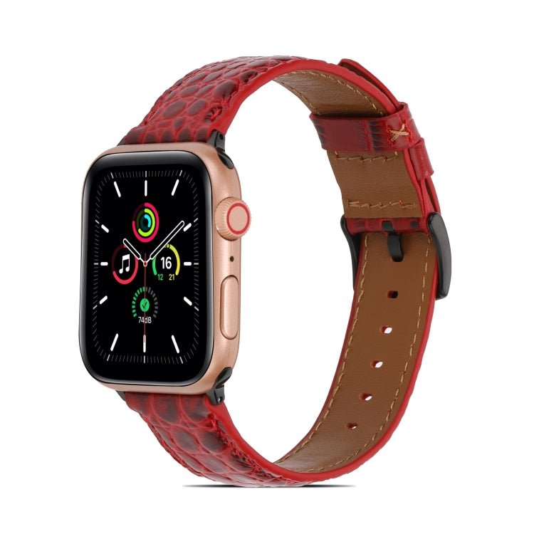 Crocodile Texture Leather Watchband for Apple Watch Series, 7 41mm / 6&SE&5&4 40mm / 3&2&1 38mm, 7 45mm / 6&SE&5&4 44mm / 3&2&1 42mm