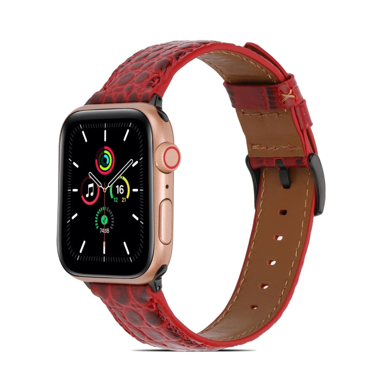 Crocodile Texture Leather Watchband for Apple Watch Series, 7 41mm / 6&amp;SE&amp;5&amp;4 40mm / 3&amp;2&amp;1 38mm, 7 45mm / 6&amp;SE&amp;5&amp;4 44mm / 3&amp;2&amp;1 42mm
