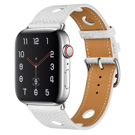 PU Silver Buckle Watchband For Apple Watch Series, 7 41mm / 6&amp;SE&amp;5&amp;4 40mm / 3&amp;2&amp;1 38mm, 7 45mm / 6&amp;SE&amp;5&amp;4 44mm / 3&amp;2&amp;1 42mm