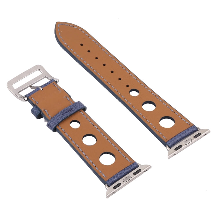 PU Silver Buckle Watchband For Apple Watch Series, 7 41mm / 6&SE&5&4 40mm / 3&2&1 38mm, 7 45mm / 6&SE&5&4 44mm / 3&2&1 42mm