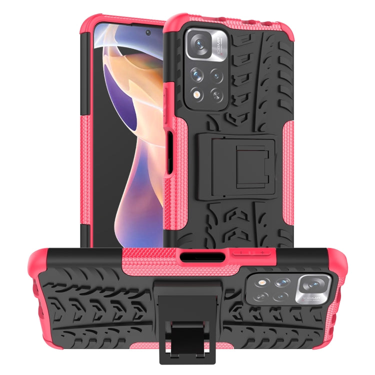 Tire Texture TPU + PC Phone Case with Holder, For OPPO Realme 8i, For Xiaomi Redmi Note 11 Pro (China), For Motorola Moto E40