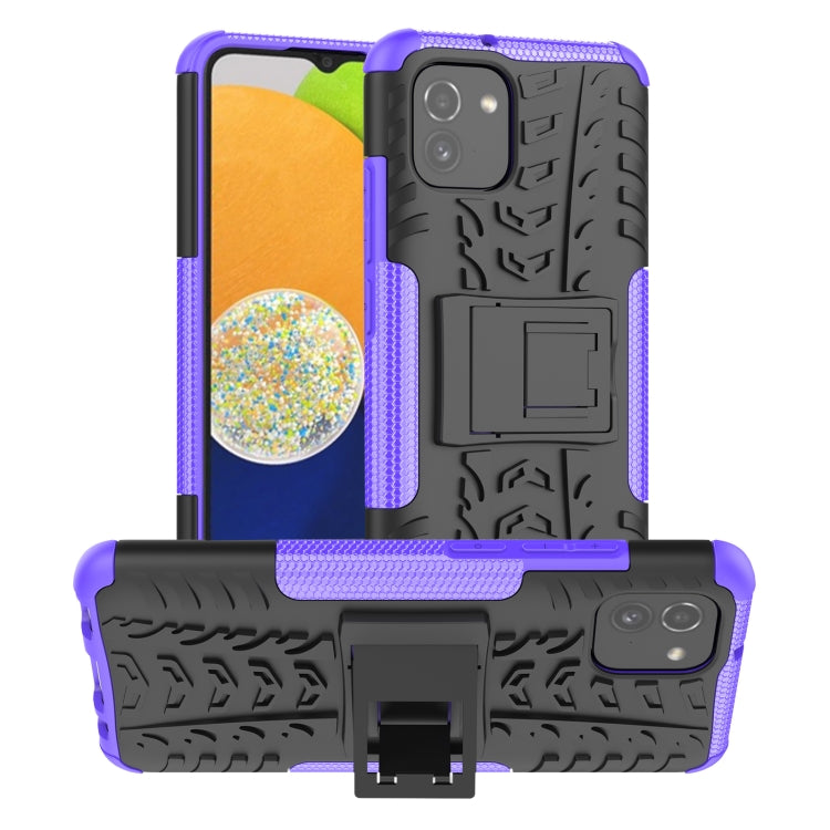 Tire Texture TPU + PC Phone Case with Holder, For Samsung Galaxy A03 Global, For Samsung Galaxy A53 5G