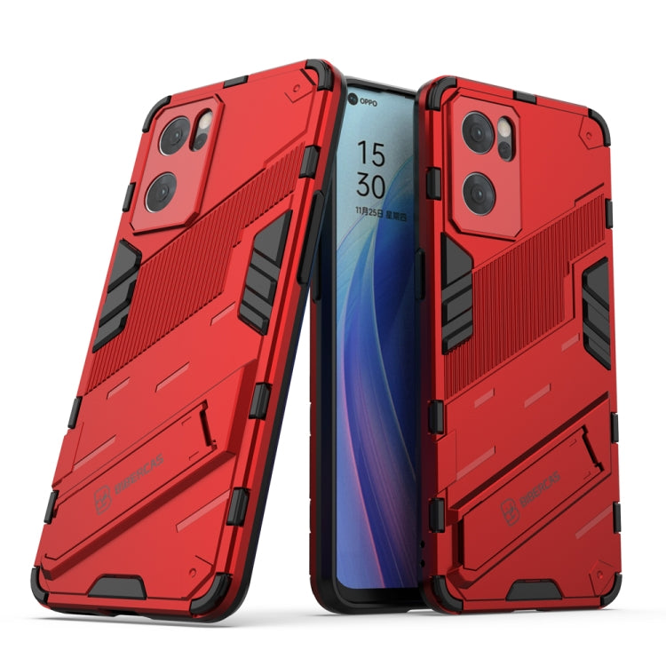 Punk Armor 2 in 1 PC + TPU Shockproof Phone Case with Invisible Holder, For OPPO Reno7 5G China, For OPPO Reno7 Pro 5G