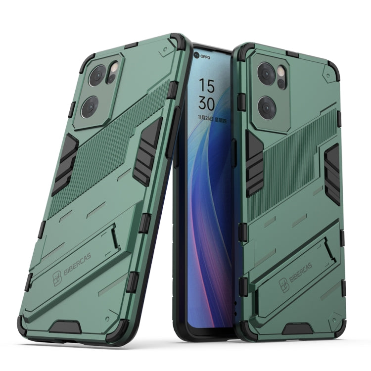 Punk Armor 2 in 1 PC + TPU Shockproof Phone Case with Invisible Holder, For OPPO Reno7 5G China, For OPPO Reno7 Pro 5G