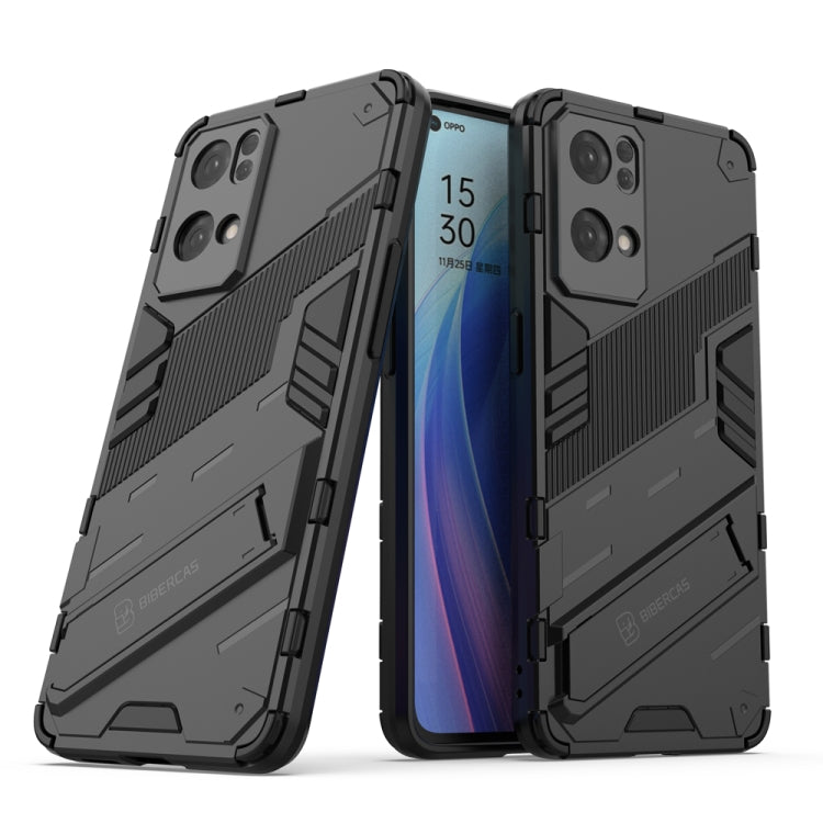 Punk Armor 2 in 1 PC + TPU Shockproof Phone Case with Invisible Holder, For OPPO Reno7 5G China, For OPPO Reno7 Pro 5G