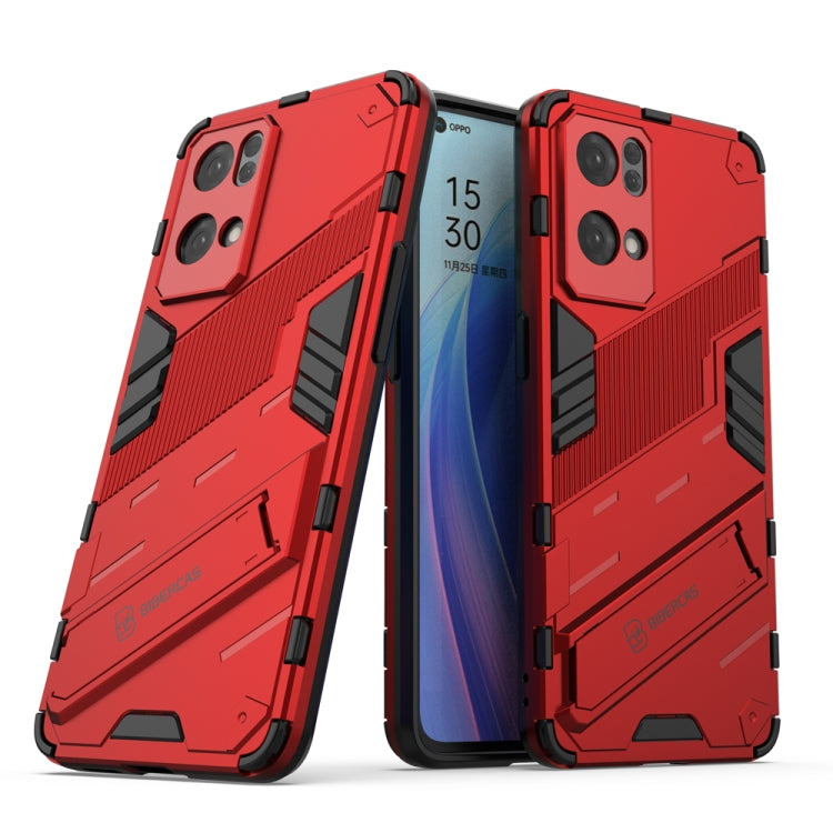 Punk Armor 2 in 1 PC + TPU Shockproof Phone Case with Invisible Holder, For OPPO Reno7 5G China, For OPPO Reno7 Pro 5G