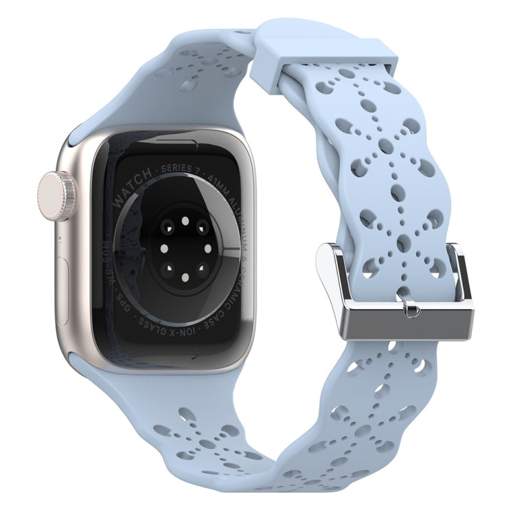 Lace Silicone Watchband For Apple Watch Series, 7 41mm / 6&amp;SE&amp;5&amp;4 40mm / 3&amp;2&amp;1 38mm, 7 45mm / 6&amp;SE&amp;5&amp;4 44mm / 3&amp;2&amp;1 42mm