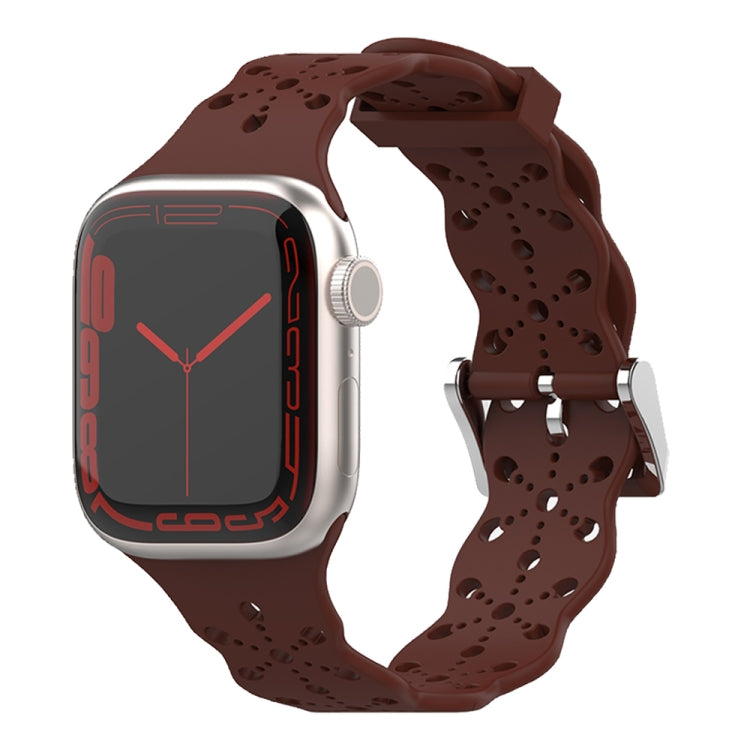 Lace Silicone Watchband For Apple Watch Series, 7 41mm / 6&amp;SE&amp;5&amp;4 40mm / 3&amp;2&amp;1 38mm, 7 45mm / 6&amp;SE&amp;5&amp;4 44mm / 3&amp;2&amp;1 42mm