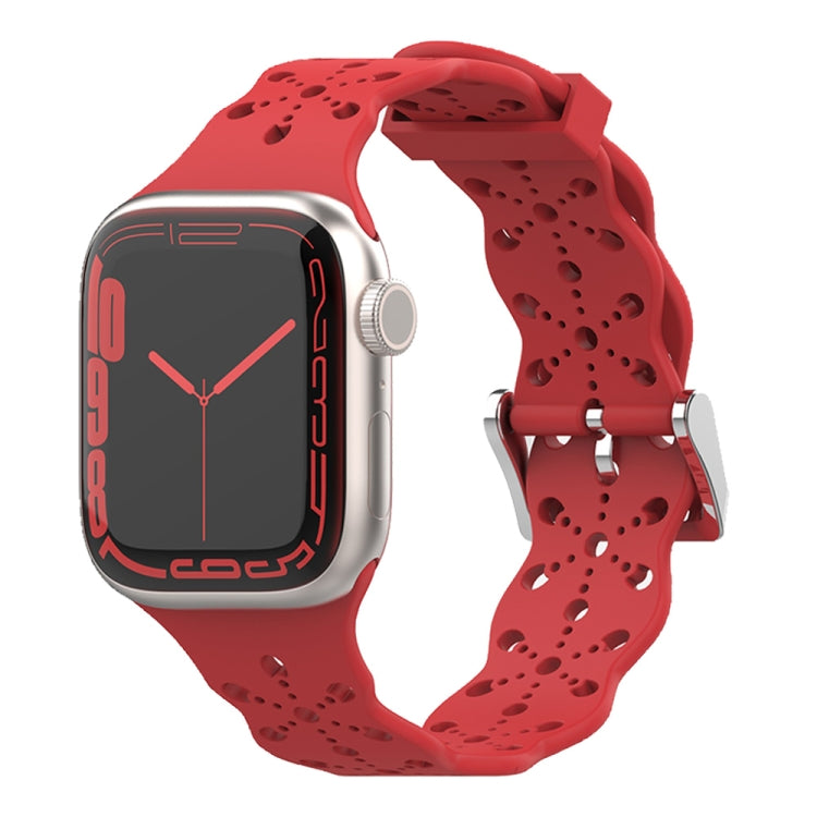 Lace Silicone Watchband For Apple Watch Series, 7 41mm / 6&amp;SE&amp;5&amp;4 40mm / 3&amp;2&amp;1 38mm, 7 45mm / 6&amp;SE&amp;5&amp;4 44mm / 3&amp;2&amp;1 42mm