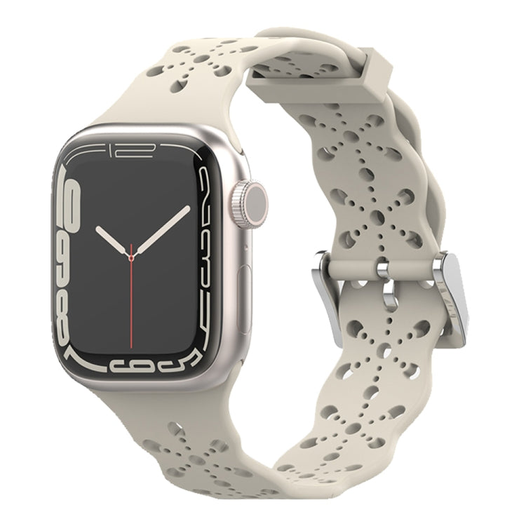 Lace Silicone Watchband For Apple Watch Series, 7 41mm / 6&amp;SE&amp;5&amp;4 40mm / 3&amp;2&amp;1 38mm, 7 45mm / 6&amp;SE&amp;5&amp;4 44mm / 3&amp;2&amp;1 42mm